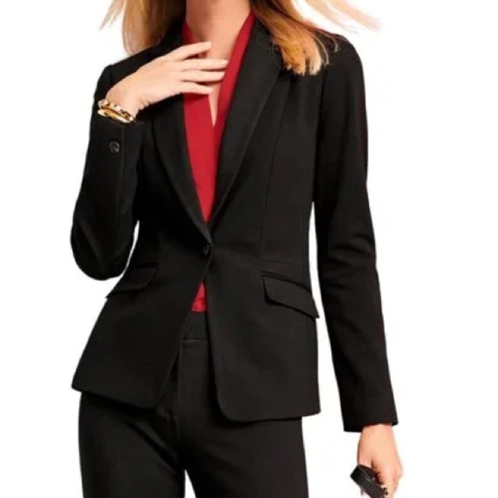 Talbots Fabric Knit In Italy Classic Career Wear Black Blazer Size‎ 10P